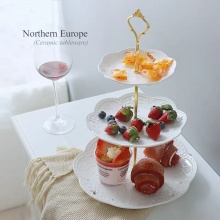 Jaka蝴蝶夫人浮雕陶瓷分层水果盘 点心盘子 双层三层 多款可选