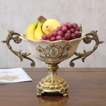 奇居良品 欧式家居装饰摆件 可莉尔裂纹贴花陶瓷水果盘